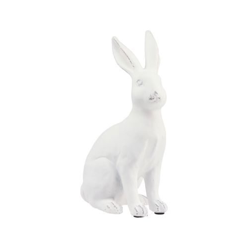 Lapin assis décoratif lapin décoration de Pâques pierre artificielle blanche H22cm