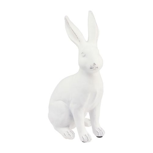 Article Lapin assis décoratif lapin décoration de Pâques pierre artificielle blanche H22cm