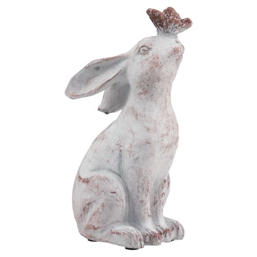 Floristik24 Décoration papillon en pierre artificielle lapin assis 14×10,5×26cm