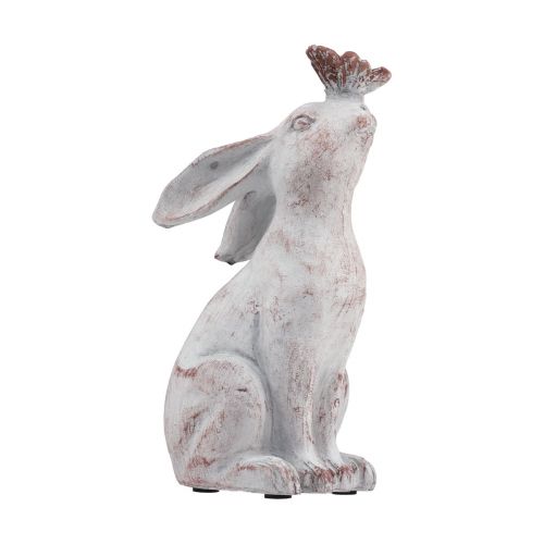 Floristik24 Décoration papillon en pierre artificielle lapin assis 14×10,5×26cm