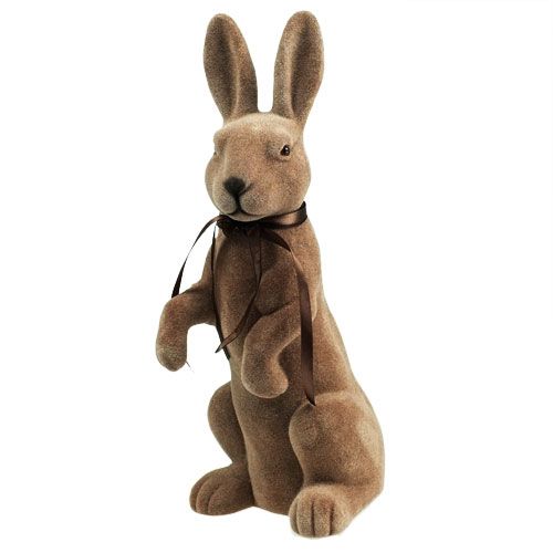 Floristik24 Lapin floqué assis marron T44cm