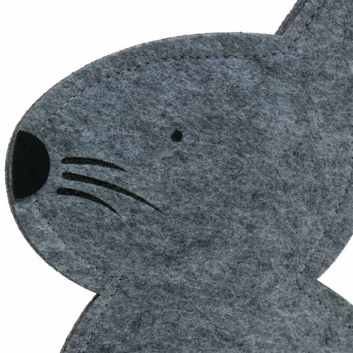 Floristik24 Lapin assis en feutre gris 40cm x 7cm H61cm décoration de vitrine