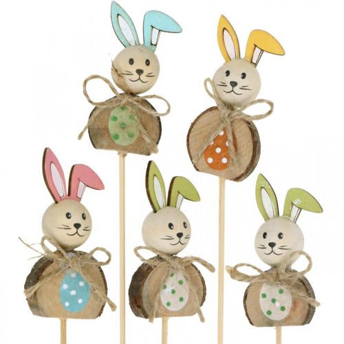 Floristik24 Bois de lapin de Pâques, bouchon de fleur Pâques, bouchon de lapin 8cm 8pcs