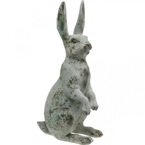 Floristik24 Lapin de Pâques aspect béton, décoration printanière aux accents dorés, figurine de jardin aspect vintage H42cm