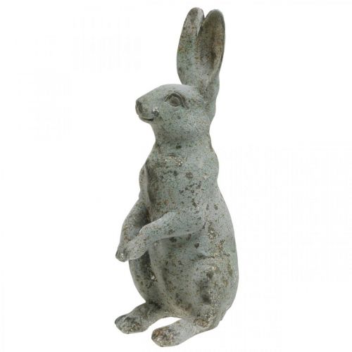 Floristik24 Lapin de Pâques aspect béton, décoration printanière aux accents dorés, figurine de jardin aspect vintage H42cm