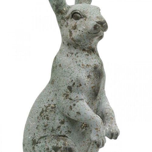 Floristik24 Lapin de Pâques aspect béton, décoration printanière aux accents dorés, figurine de jardin aspect vintage H42cm