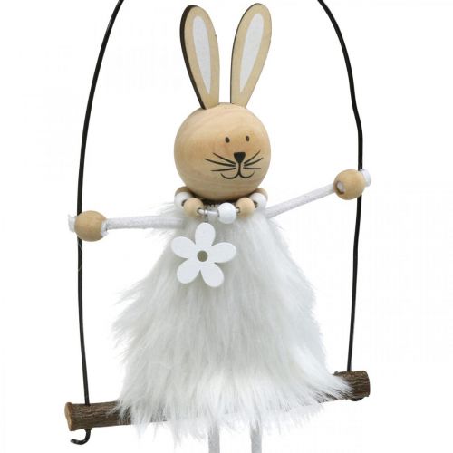 Floristik24 Lapin sur balançoire Décoration de fenêtre lapin de Pâques Pâques H26cm lot de 2