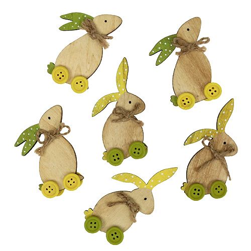 Floristik24 Figurine de lapin en bois assortie. 9cm 24 pièces