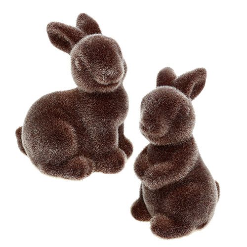 Floristik24 Lapin marron 5cm floqué 2pcs
