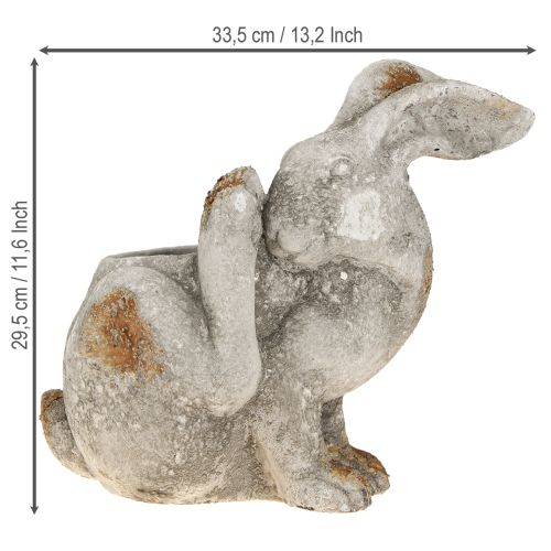 Article Pot de fleurs décoratif en béton motif lapin gris antique 33,5 x 17 x 29,5 cm