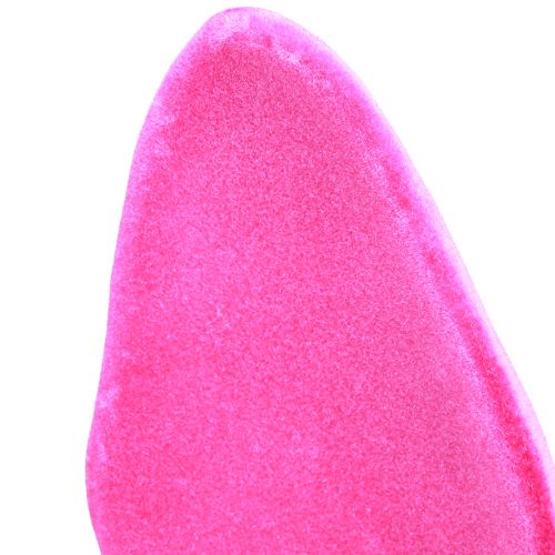 Floristik24 Oreilles décoratives de lapin roses pour Pâques en bâtonnet floqué H56cm