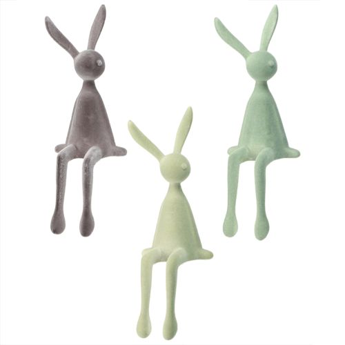Floristik24 Tabouret Rabbit Edge Lapin de Pâques floqué – 2e choix – Vert marron 28 cm 3 pièces