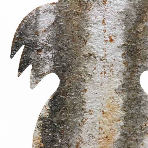 Article Décoration de Pâques lapin à coller rouille aspect bouleau métal 16,5 × 32cm