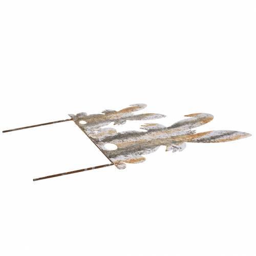 Floristik24 Décoration de Pâques lapin avec enfant à coller rouille aspect bouleau métal 25×32cm
