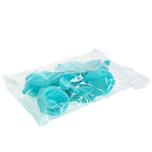 Floristik24 Lapins floqués 15,5 cm turquoises 4 p.
