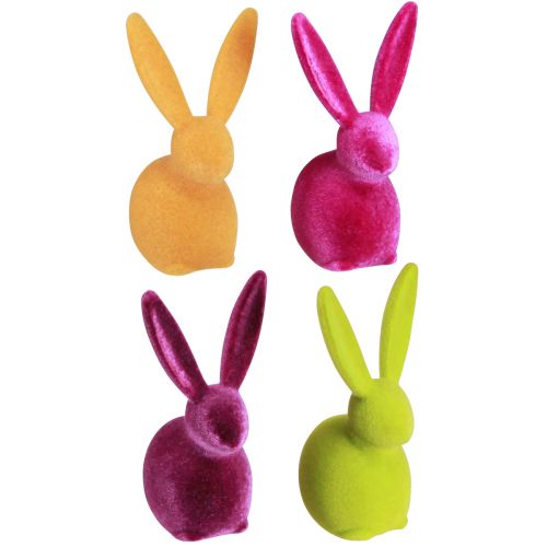 Floristik24 Petits lapins de Pâques assis, floqués de couleurs vives – deuxième choix – 13 cm, 8 pièces