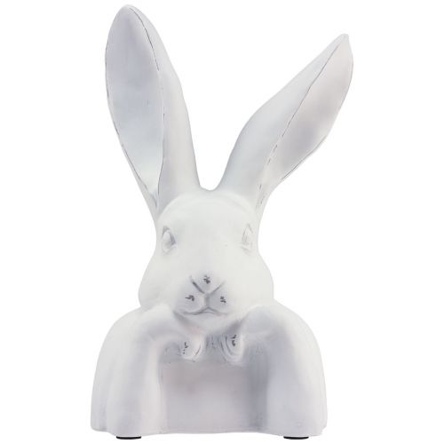 Floristik24 Lapin décoration lapin pierre artificielle penseur blanc 23×16,5×35,5cm