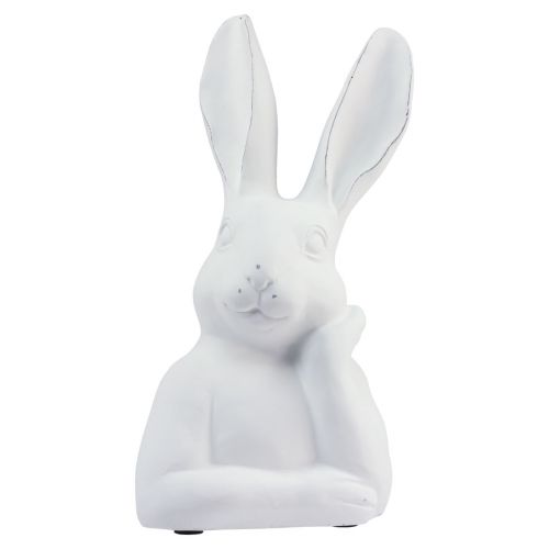 Lapin décoration lapin pierre artificielle blanc pensant buste 20x14x36cm