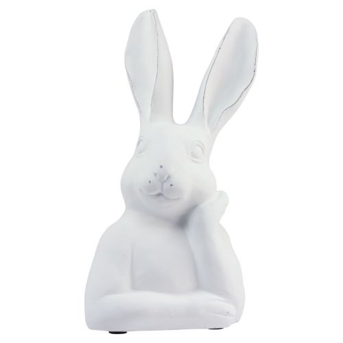Floristik24 Lapin décoration lapin pierre artificielle blanc pensant buste 20x14x36cm