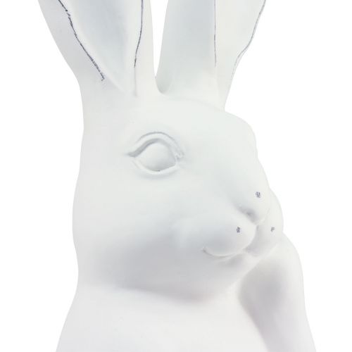 Floristik24 Lapin décoration lapin pierre artificielle blanche pensant 18×12,5×30,5cm