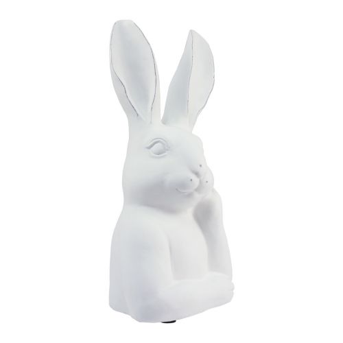 Floristik24 Lapin décoration lapin pierre artificielle blanche pensant 18×12,5×30,5cm