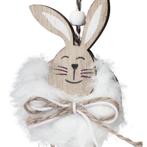 Article Lapins lapins décoratifs en bois à suspendre blanc naturel 5cm×12cm 6pcs