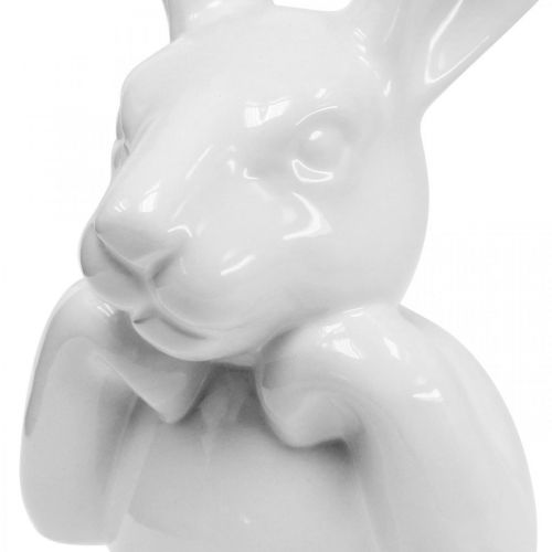 Floristik24 Déco lapin en céramique blanc, lapin buste décoration de Pâques H17cm 3pcs