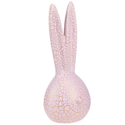 Floristik24 Décoration tête de lapin Pâques craquelure or rose 10x11x28cm