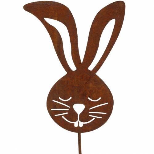 Plug métal tête de lapin rouille H52,5cm