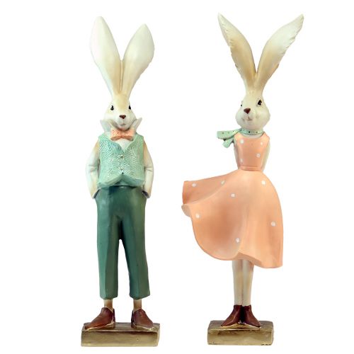 Floristik24 Décoration lapin fille lapin garçon lapin Pâques H36cm 2 pcs