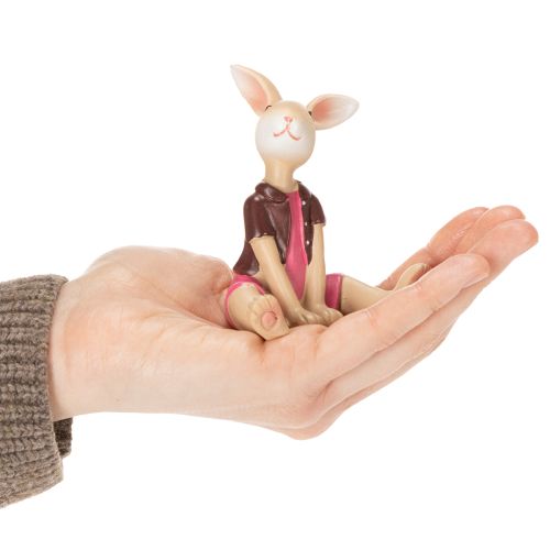 Article Ensemble de 4 figurines de lapins de Pâques, décoration de table mignonne pour Pâques et le printemps, 9 cm.