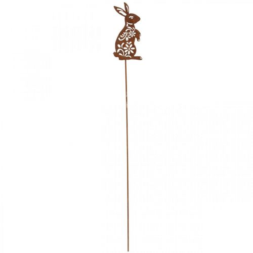 Article Piquet de jardin rouille lapin fleur motif décoration de jardin Pâques 9 × 15 cm