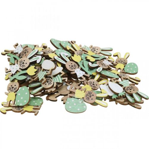 Floristik24 Décoration à disperser de Pâques, lapins avec œuf, fleur et carotte, lapin de Pâques, pièces à disperser avec point de colle H5cm 48 pièces