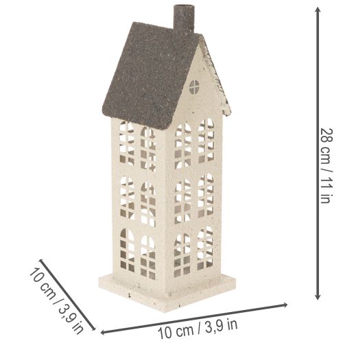 Maison décorative en métal avec fenêtres et cheminée, 28 cm | Floristik24.be