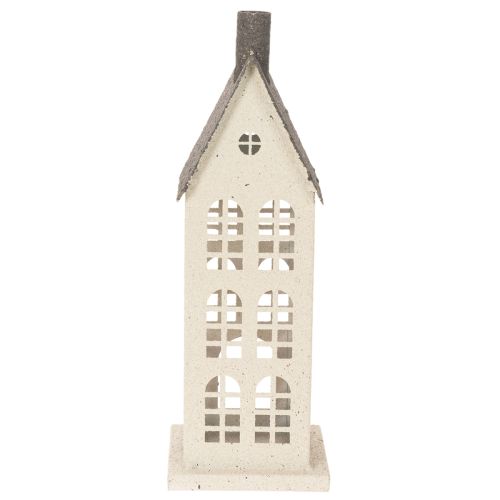 Maison décorative en métal avec fenêtres et cheminée, 28 cm | Floristik24.be