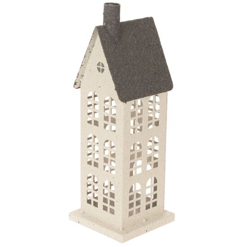 Maison décorative en métal avec fenêtres et cheminée, 28 cm | Floristik24.be