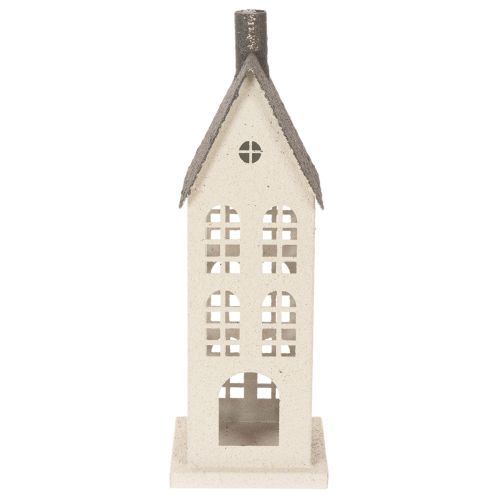 Maison décorative en métal avec fenêtres et cheminée, 28 cm | Floristik24.be