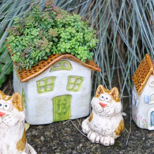 Article Porte-bougie chauffe-plat en céramique en forme de maison, style rustique pour une ambiance chaleureuse, 11 cm