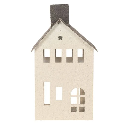 Maison décorative en métal avec cheminée et fenêtre, 24 cm | Floristik24.be