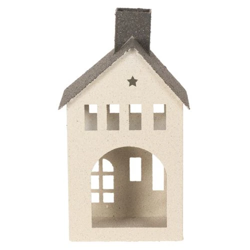 Maison décorative en métal avec cheminée et fenêtre, 24 cm | Floristik24.be