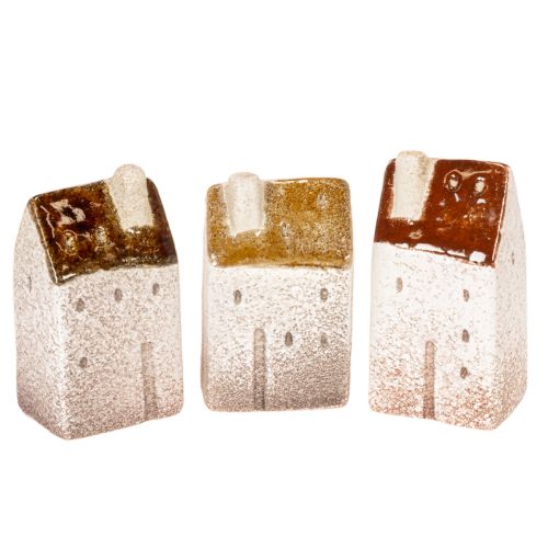 Ensemble de 3 maisons miniatures décoratives en céramique, décoration de table, 9 cm, pièces acheter | Floristik24.be