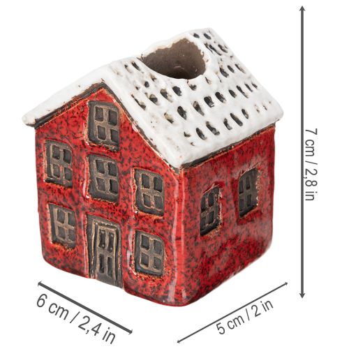 Bougeoir en céramique, maison décorative enneigée pour décoration de table, 7 cm, lot de 2 | Floristik24.be