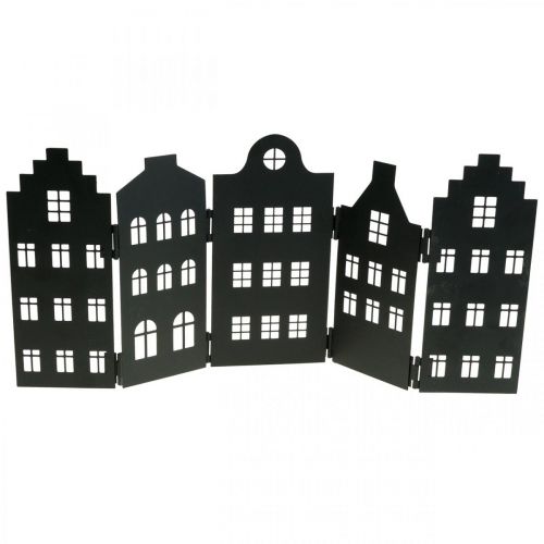 Floristik24 Déco maison métal noir stand silhouette ville 40×18cm