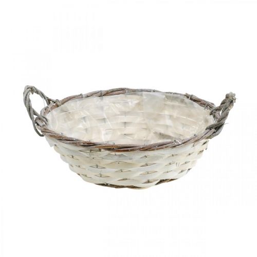 Floristik24 Panier décoratif pour la plantation, panier de plantation rond, blanc H9.5cm, Ø29.5cm