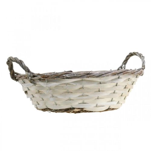 Article Panier décoratif pour la plantation, panier de plantation rond, blanc H9.5cm, Ø29.5cm