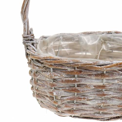 Floristik24 Panier à anse ovale naturel blanchi blanc 22x16 / 19x14cm lot de 2
