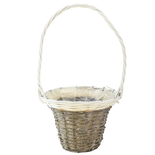 Floristik24 Anse panier osier gris blanc Ø25 H45cm