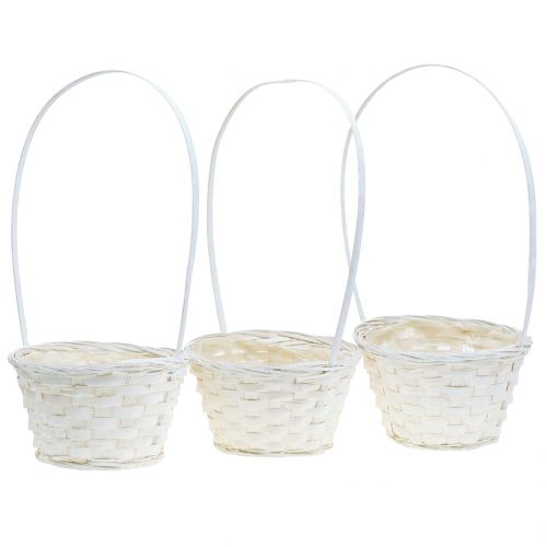 Floristik24 Panier à litière avec poignée blanc 34cm 3pcs