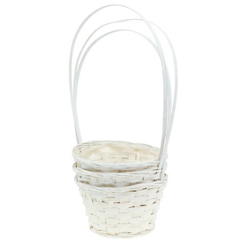 Floristik24 Panier à litière avec poignée blanc 34cm 3pcs