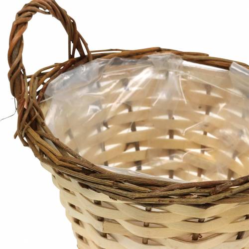 Floristik24 Jardinière Panier de Pâques avec anses rondes crème, marron Ø15 / 18cm, lot de 2